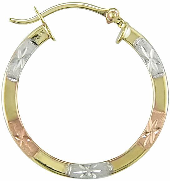 10k Three-tone Gold 22-mm Hoop Earrings