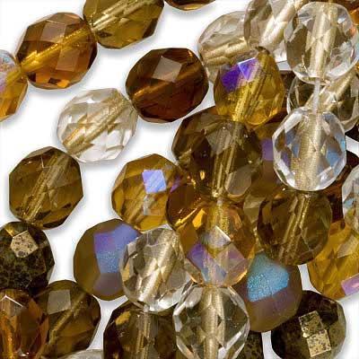 Czech Fire 8-mm Round Wheatberry Mix Polish Beads (100)