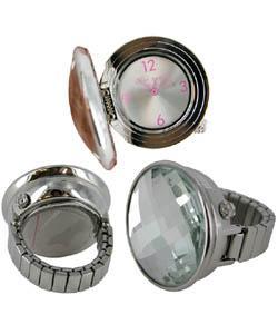 Betsey Johnson Women's Crystal Watch Ring
