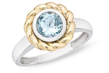 10k Two tone Gold Aquamarine Ring  