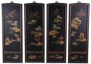 Set of Four Japanese Landscape Wall Plaques (China)