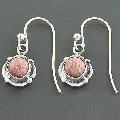Sterling Silver Rhodochrosite Dangle Earrings (India)