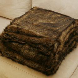 Oversize Faux Fur Coyote Throw Blanket