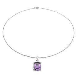 Sterling Silver Amethyst, Tanzanite and Diamond Accent Necklace