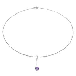 Sterling Silver Genuine Amethyst Dangle Necklace