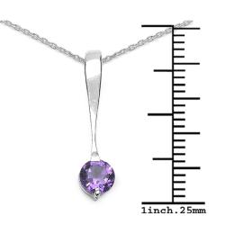 Sterling Silver Genuine Amethyst Dangle Necklace