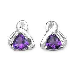 Malaika Sterling Silver Genuine Amethyst Stud Earrings