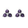 Sterling Silver Genuine Amethyst Stud Earrings