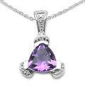 Sterling Silver Genuine Amethyst Trillion Necklace