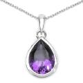 Sterling Silver Genuine Amethyst Teardrop Necklace