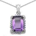 Sterling Silver Amethyst, Tanzanite and Diamond Accent Necklace
