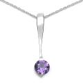 Sterling Silver Genuine Amethyst Dangle Necklace