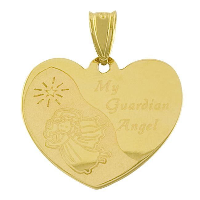 14k Yellow Gold My Guardian Angel Prayer Charm