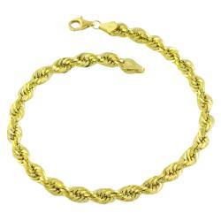 10k Yellow Gold 8.5-inch Semi-solid Rope Chain Bracelet (5 mm)