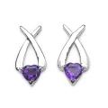 Sterling Silver Heart-shaped Amethyst Earrings