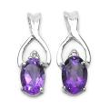 Sterling Silver Amethyst and Diamond Earrings (H-K,I3)