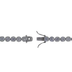 Silvertone Brass Round Cubic Zirconia Line Tennis Bracelet