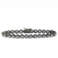 Silvertone Brass Round Cubic Zirconia Line Tennis Bracelet