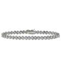Sterling Silver Round-cut Cubic Zirconia Line Link Bracelet