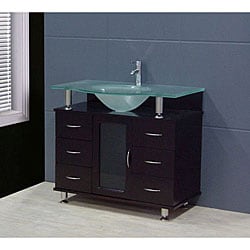 Low Price Design Element Contemporary Bathroom Vanity Set with Frosted Top