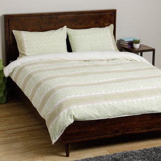 Stripe Diamond Spring Green Duvet Set (India)