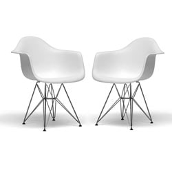 (>_<)  Baxton Studio Ayers Wire Base Arm Chairs (Set of 2)