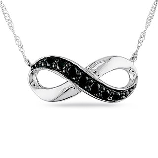 Miadora 10k White Gold 14ct TDW Black Diamond Infinity Necklace