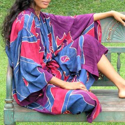 Women's Batik 'Exotic Blue' Robe (Indonesia)-Image