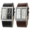Geneva Platinum Men's Dual-face Genuine Leather Watch
