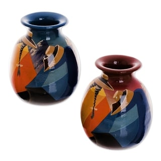 ( ._.) Set of 2 Ceramic 'Get-Together' Vases (Peru)