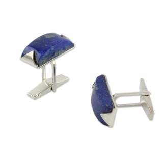 Sterling Silver 'Blue Intensity' Lapis Lazuli Cuff Links (India)