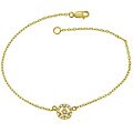 Icz Stonez 18k Gold/ Sterling Silver CZ Peace Sign Anklet