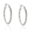 Finesque Sterling Silver 1/4ct TDW Diamond Hoop Earrings (J-K, I3)