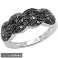 Malaika Sterling Silver 1/3ct TDW Blue or Black Diamond Pave Ring
