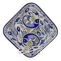 Aqua Fish 12-inch Square Serving Bowl (Tunisia)