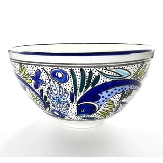 Aqua Fish 12-inch Deep Salad Bowl (Tunisia)