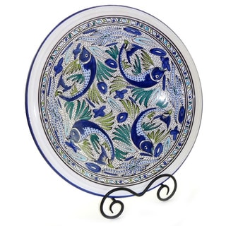 16-inch Aqua Fish Large Serving Bowl (Tunisia)