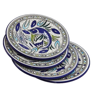 Set of Four 8-inch Aqua Fish Side Plate (Tunisia)