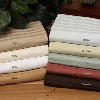 Wrinkle-resistant 300 Thread Count Woven Stripe Cotton Sheet Set