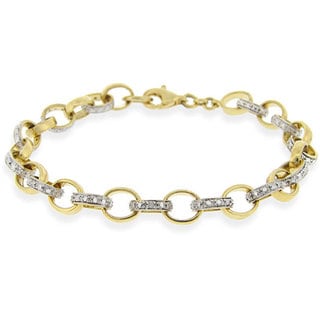 DB Designs 18k Gold over Sterling Silver Diamond Rolo Link Bracelet