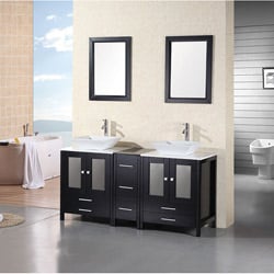 (>_<)  Design Element Double Sink Contemporary Bathroom Vanity Set