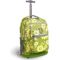 J World Khaki Flower Rolling Backpack with Laptop Sleeve