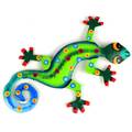 Metal 'Painted Jungle Design Gecko' Wall Art  , Handmade in Haiti 