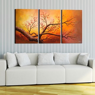 Hand-painted Oil on Gallery-wrapped Canvas Art (Set of 3)