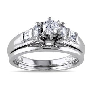 Miadora 14k White Gold 1/2ct TDW Diamond Bridal Set (H-I, I1)