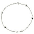 Mondevio Sterling Silver/Gold Overlay Diamond-cut Chain and Bead Anklet