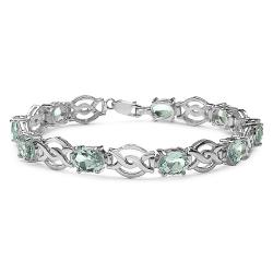 Sterling Silver Oval-cut Aquamarine Cross-over Link Bracelet