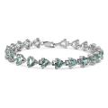 Sterling Silver Trillion-cut Blue Topaz Link Bracelet