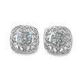 Sterling Silver Blue Topaz Cluster Filigree Heart Earrings