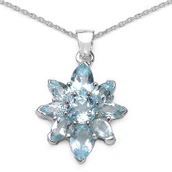 Malaika Sterling Silver Blue Topaz Flower Necklace
